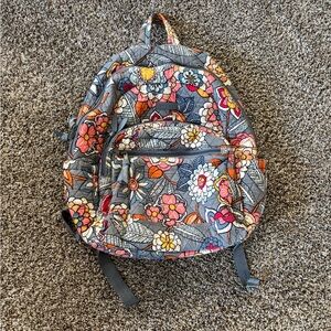 Vera Bradley Floral Quilted Backpack in Gray, Pink, Orange, Yellow